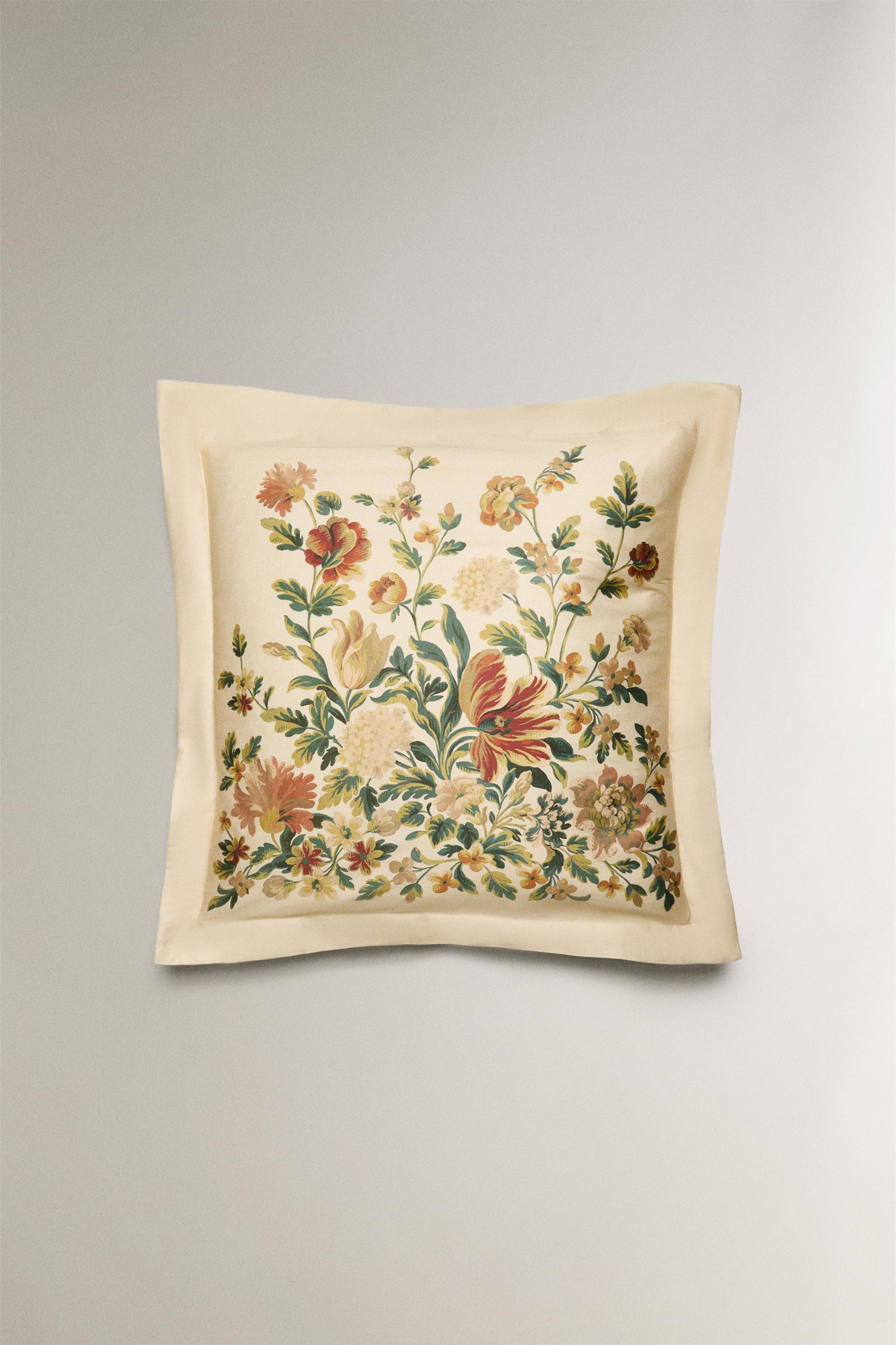 TAIE D’OREILLER SATIN IMPRIMÉ FLEURS